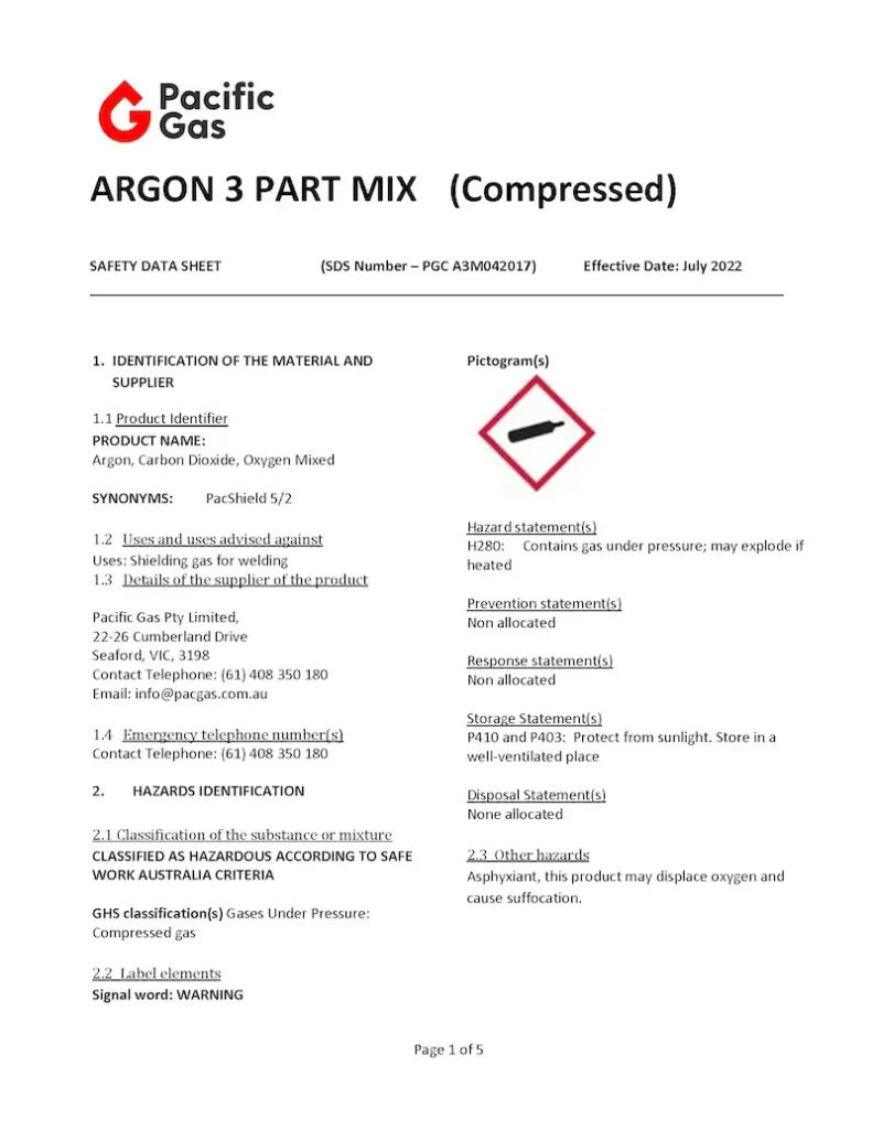 Pacshield 5-2 Argon Mix Pacshield argon shielding gas mix cylinder
